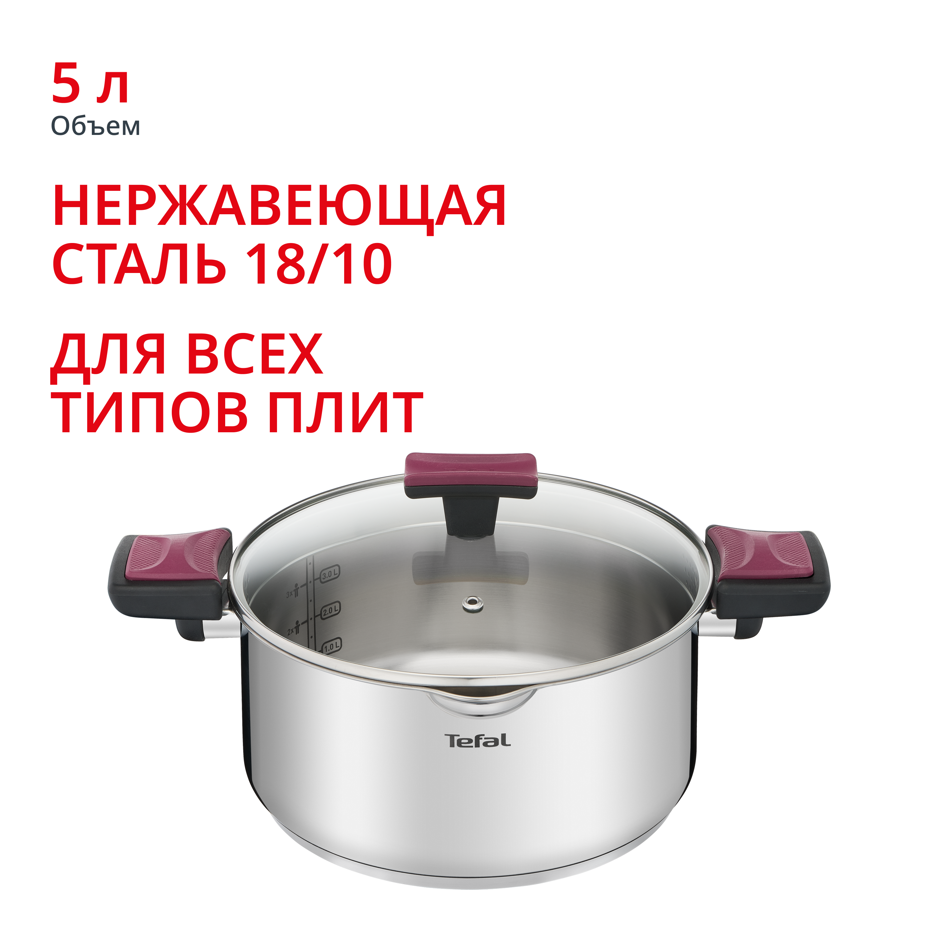 Кастрюля с крышкой Tefal Cook&Clip 5л 24см G7234674
