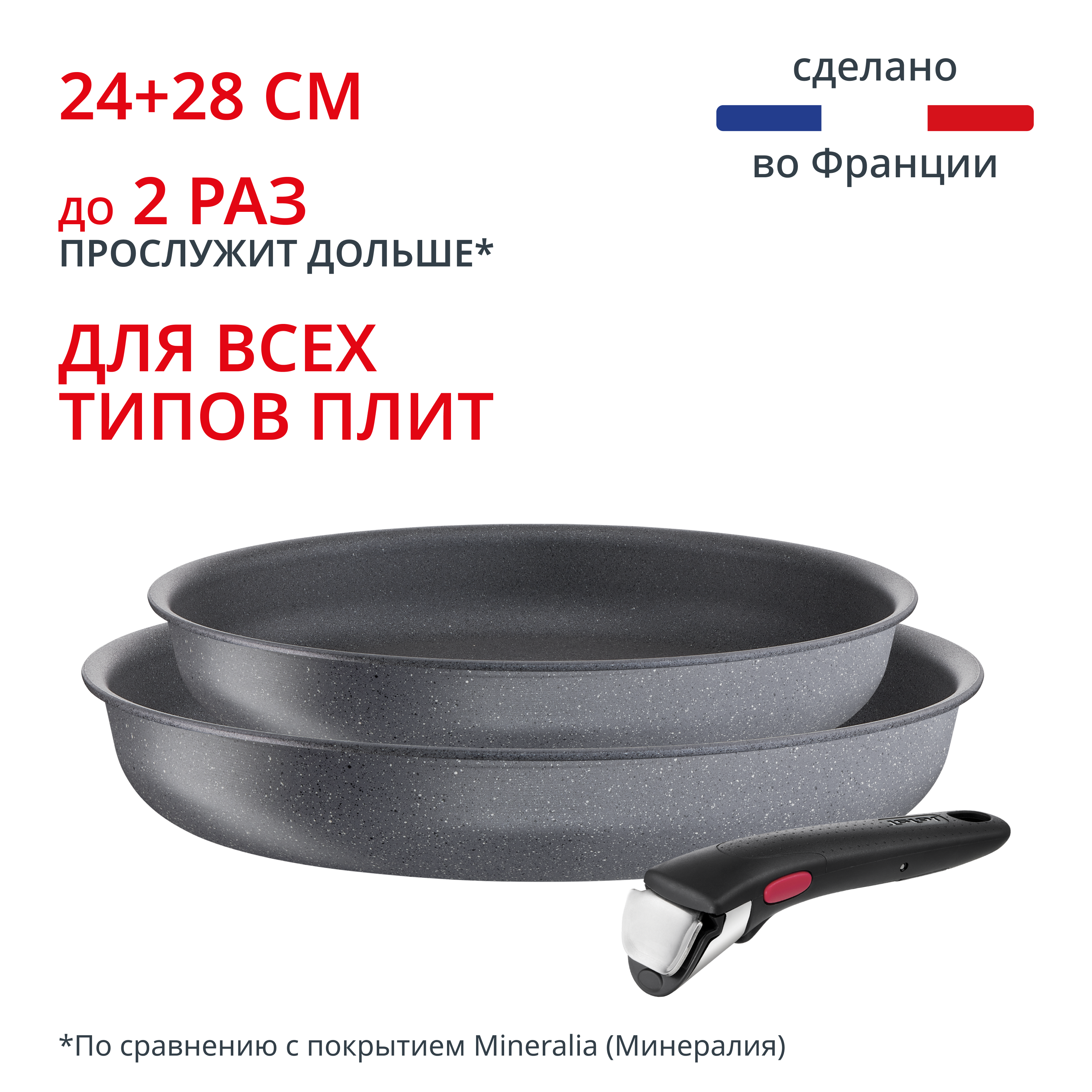 Набор посуды со съемной ручкой Ingenio Natural Force 3 предмета 24/28 см L3969102